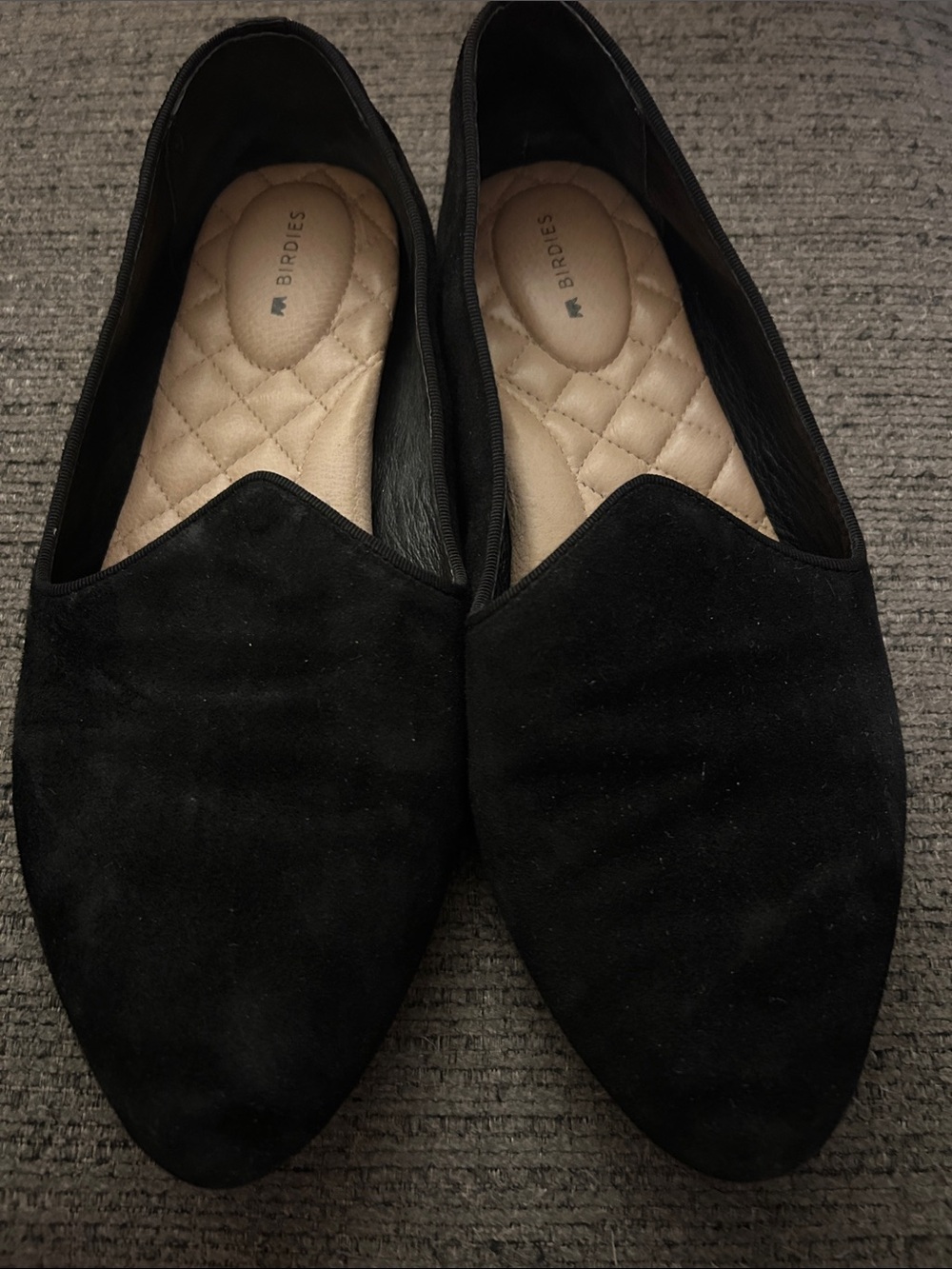 Birdies Black Suede Pointed Toe Women’s Flats Size 9